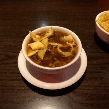 Peony Asian Bistro - Hot and sour soup with fried wontons - Chinese Near Me - Durham, North Carolina Peony Asian Bistro - Hot and sour soup with fried wontons - Chinese Near Me - Durham, North Carolina