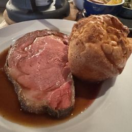 Prime rib with a Yorkshire pudding.