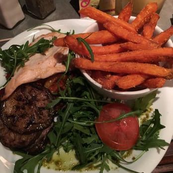 Grand Union Farringdon - Bunless chicken stack with sweet potato fries - Cocktail Bars Near Me - London, XGL