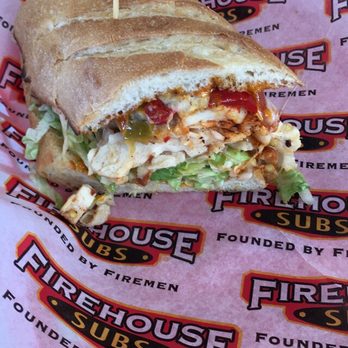 Firehouse Subs - Inside of the spicy Cajun chicken sub - Sandwiches Near Me - Orlando, Florida