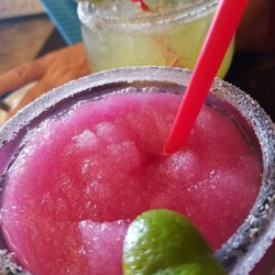 Pablo's Steaks & More - Prickly Pear and Mango margaritas to start and on to the 8oz Top Sirloin with pineapple Yama. Pretty good. Would stop again.