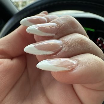Linda's Nails - Not fully painted, texture, and not shaped. This was the result after multiple attempts to fix and I gave up. - Nail Salons Near Me - Georgetown, Texas
