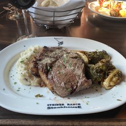 Steiner Ranch - Ribeye, mashed potatoes and Brussels.