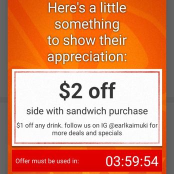EARL Kaimuki - Check in on your Yelp app to get some discounts! - Sandwiches Near Me - Honolulu, Hawaii EARL Kaimuki - Check in on your Yelp app to get some discounts! - Sandwiches Near Me - Honolulu, Hawaii