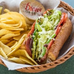 Dion's Pizza - Our 6" italian sub with a side of chips and a cup of our greek dressing.