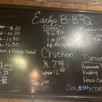 Early BBQ - Current menu - July 2022 - Barbeque Near Me - Willis, Texas