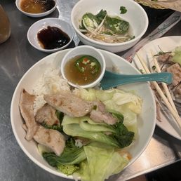 8. Lemongrass Pork with Rice & Steamed Veggies