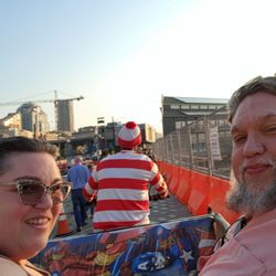Bumble Bee Pedicab - Waldo waving and making people feel safe around him as he weaves the busy boardwalk.