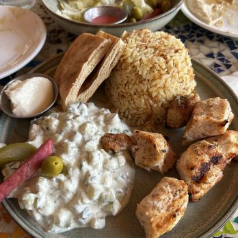 Dvine Mediterranean Experience - Brea - Chicken Kebab with cucumber yogurt salad - Mediterranean Near Me - Brea, California Dvine Mediterranean Experience - Brea - Chicken Kebab with cucumber yogurt salad - Mediterranean Near Me - Brea, California
