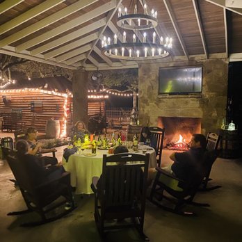 Bearoose Ranch Events - Dinner under the pavilion with cozy fire. - Venues & Event Spaces Near Me - Leander, Texas