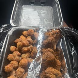 Ranchero wings and fried okra Ranchero wings and fried okra
