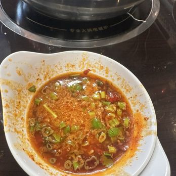 Hot Pot 608 - Sauce (sesame oil, green onion, cilantro, sesame paste, salt, sugar, and soup!) - Hot Pot Near Me - Madison, Wisconsin