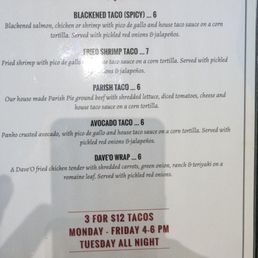 Taco special (highly recommended) menu 8/8/2026 Taco special (highly recommended) menu 8/8/2026