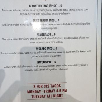 Parish Publick House - Taco special (highly recommended) menu 8/8/2026 - Bars Near Me - Santa Cruz, California Parish Publick House - Taco special (highly recommended) menu 8/8/2026 - Bars Near Me - Santa Cruz, California