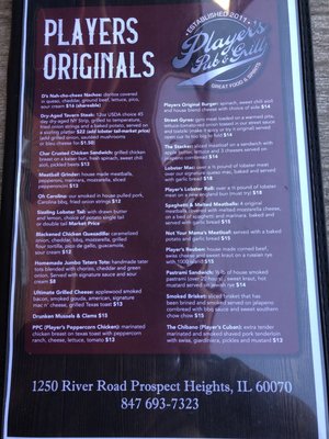 Menu photo 1 Player's Pub & Grill Prospect Heights, IL