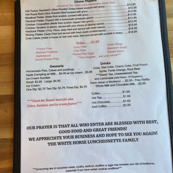 White Horse Luncheonette - the menu - American Near Me - Gap, Pennsylvania White Horse Luncheonette - the menu - American Near Me - Gap, Pennsylvania