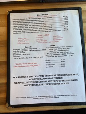 Menu photo 2 White Horse Luncheonette Gap, PA Menu photo 2 White Horse Luncheonette Gap, PA