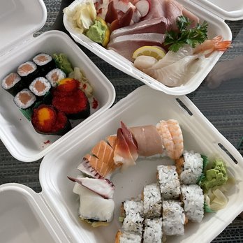 Sushi California - Top image is chirashi don, bottom is rainbow roll and spicy salmon roll - Japanese Near Me - Vancouver, British Columbia Sushi California - Top image is chirashi don, bottom is rainbow roll and spicy salmon roll - Japanese Near Me - Vancouver, British Columbia