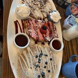 The Breakfast Club - Red velvet pancake, strawberry French toast, blueberry lemon ricotta pancake