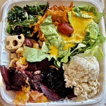 Kaimana Farm Cafe - Power Bento #1 with various sides - Vegan Near Me - Honolulu, Hawaii Kaimana Farm Cafe - Power Bento #1 with various sides - Vegan Near Me - Honolulu, Hawaii