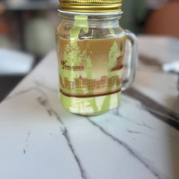 Balqees Coffee - Iced pistachio late- slightly salty and earthy, and not too sweet. Just right! - Coffee & Tea Near Me - Mansfield, Texas