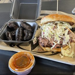 The Hoss Sandwich and baby link sausage. The Hoss Sandwich and baby link sausage.