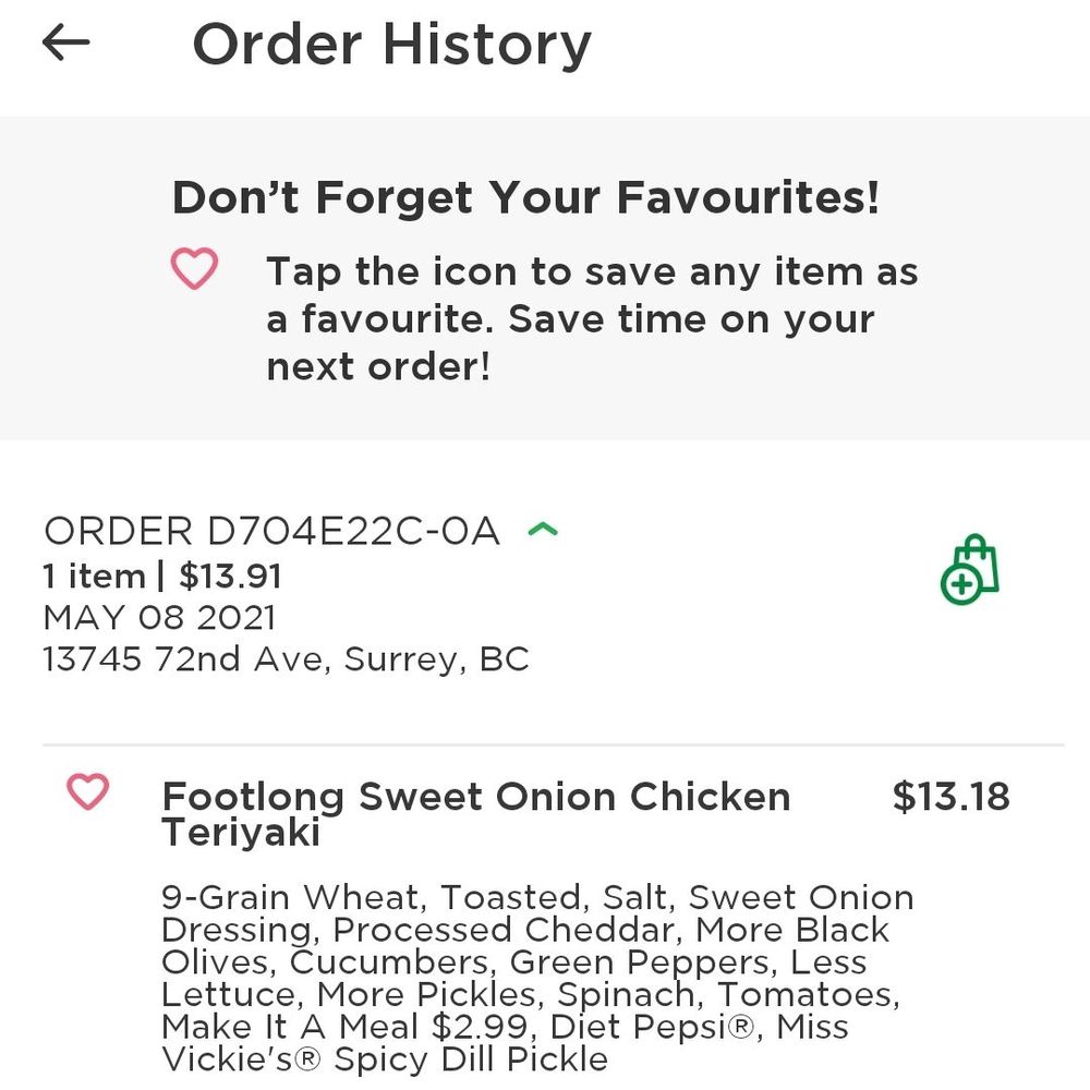 Subway - As you can see here the order also says Diet Pepsi, not fountain drink. - Sandwiches Near Me - Surrey, British Columbia Subway - As you can see here the order also says Diet Pepsi, not fountain drink. - Sandwiches Near Me - Surrey, British Columbia