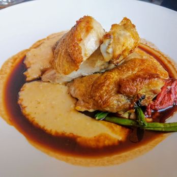 Canoe - Oak Roasted Springer Mountain Chicken, Cheddar Grits, French Beans, Natural Jus - New American Near Me - Atlanta, Georgia