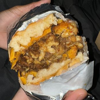 Puff’s Patties - spicy beef patty w mac n cheese and coco bread - Caribbean Near Me - Brooklyn, New York