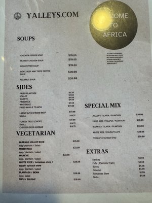 Menu photo 1 Yalleys African Restaurant Buffalo, NY Menu photo 1 Yalleys African Restaurant Buffalo, NY