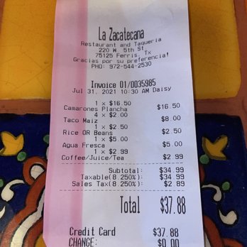 La Zacatecana - High ass bill - Mexican Near Me - Ferris, Texas La Zacatecana - High ass bill - Mexican Near Me - Ferris, Texas