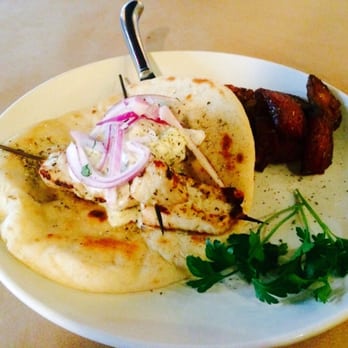 Ziziki's - Chicken Souvlaki, I didn't fancy the onion garnishment too much. - Greek Near Me - Dallas, Texas Ziziki's - Chicken Souvlaki, I didn't fancy the onion garnishment too much. - Greek Near Me - Dallas, Texas