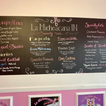 La Michoacana In - a menu on the wall - Ice Cream & Frozen Yogurt Near Me - Whiting, Indiana