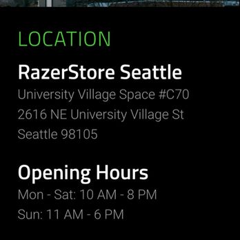 RazerStore Seattle - Hours. - Computers Near Me - Seattle, Washington RazerStore Seattle - Hours. - Computers Near Me - Seattle, Washington