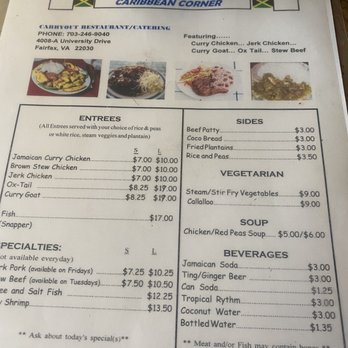 Caribbean Corner - Menu - Caribbean Near Me - Fairfax, Virginia Caribbean Corner - Menu - Caribbean Near Me - Fairfax, Virginia