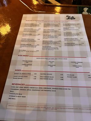 Menu photo 2 The Loft Tavern Ludlow, VT