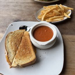 Auntie Nessa with Tomato Bisque and a side of fries.