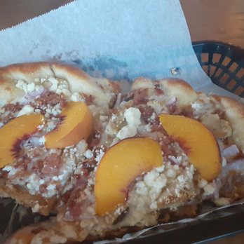 Wild Garlic Pizza & Pub - September's special pizza-chipotle bbq sauce, chicken, feta, onions, bacon and fresh sliced peaches, YUMMY! - Salad Near Me - Reno, Nevada Wild Garlic Pizza & Pub - September's special pizza-chipotle bbq sauce, chicken, feta, onions, bacon and fresh sliced peaches, YUMMY! - Salad Near Me - Reno, Nevada