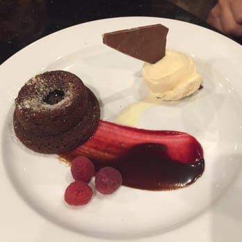 Elements Restaurant - Chocolate soufflé cake with vanilla ice cream. - New American Near Me - Logan, Utah