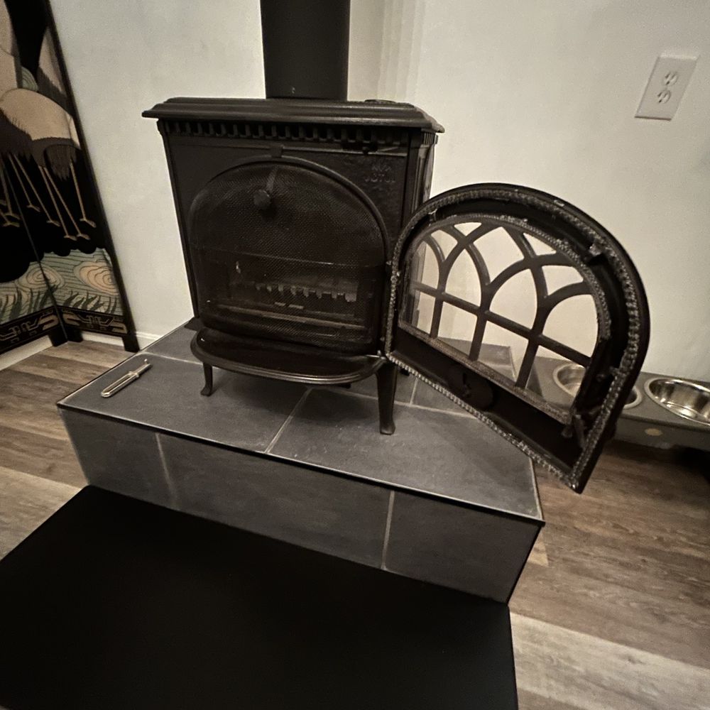 Rocky's Stove Shoppe - Custom tile platform. The workers built on site and were clean!!! - Fireplace Services Near Me - Augusta, Maine Rocky's Stove Shoppe - Custom tile platform. The workers built on site and were clean!!! - Fireplace Services Near Me - Augusta, Maine