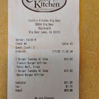 Country Kitchen - $10.99 Burger Tuesdays.... This is an amazing value! - New American Near Me - Big Bear Lake, California Country Kitchen - $10.99 Burger Tuesdays.... This is an amazing value! - New American Near Me - Big Bear Lake, California