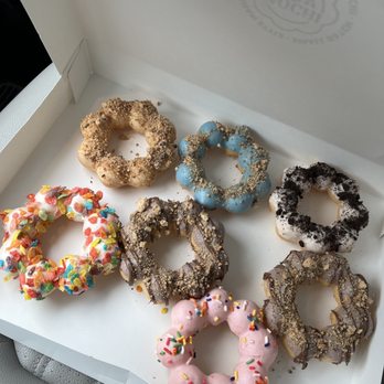Mochi Joy Donuts - Cappuccino crunch, Cookie Monster, cookies and cream, 2 nutella crunch, fruity pebbles, strawberry sprinkle - Donuts Near Me - Fishers, Indiana
