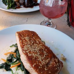 Sesame salmon and citrus elk medallions