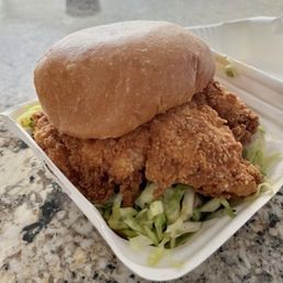 Freshly made to order their delicious signature Chicken sandwich with coleslaw... Freshly made to order their delicious signature Chicken sandwich with coleslaw...