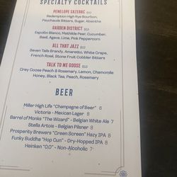 Penelope - special cocktail menu