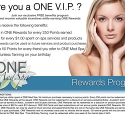 ONE Med Spa - Become a ONE Rewards Member and earn rewards on every dollar you spend at ONE Med Spa. Redeem those rewards for more services!