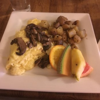 Café Muse - Mushroom Truffle Borsin cheese scramble with fingerling potatoes - Breakfast & Brunch Near Me - Royal Oak, Michigan