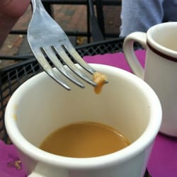 Egg & I - Discovered a pile of this in the coffee after half a cup. My fiancé was not happy.