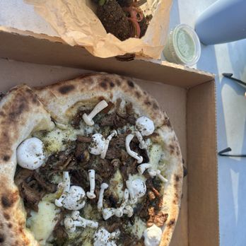 Yellow The Cafe - smoked mushroom "not pizza" (burnt onion cream, green shatta, caciocavallo, whipped ricotta) - Bakeries Near Me - Washington, DC, District of Columbia Yellow The Cafe - smoked mushroom "not pizza" (burnt onion cream, green shatta, caciocavallo, whipped ricotta) - Bakeries Near Me - Washington, DC, District of Columbia