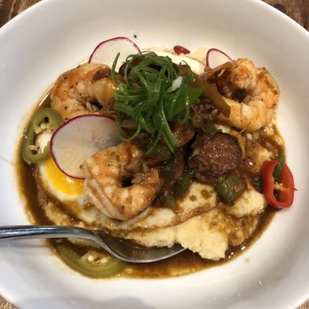 Scratch Kitchen - Shrimp n' Andouille Grits - Breakfast & Brunch Near Me - Honolulu, Hawaii Scratch Kitchen - Shrimp n' Andouille Grits - Breakfast & Brunch Near Me - Honolulu, Hawaii